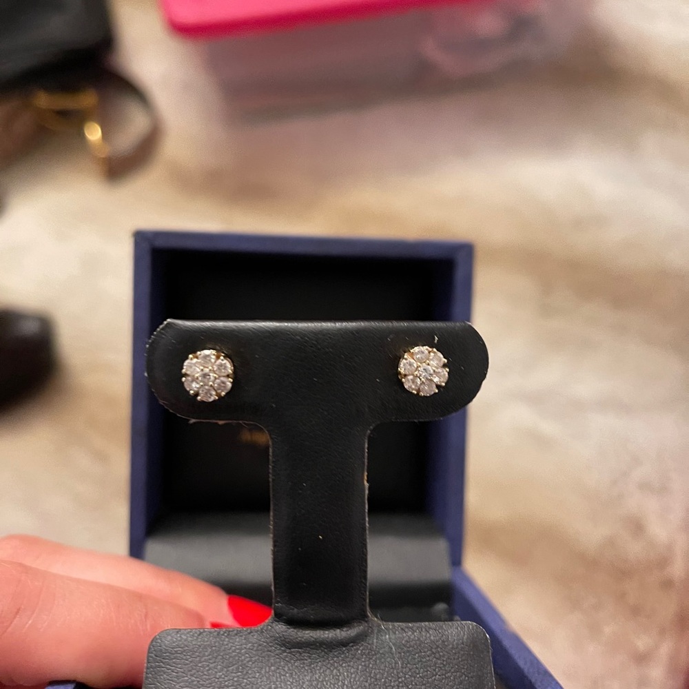 Real Diamond Cluster earrings w/ yellow gold